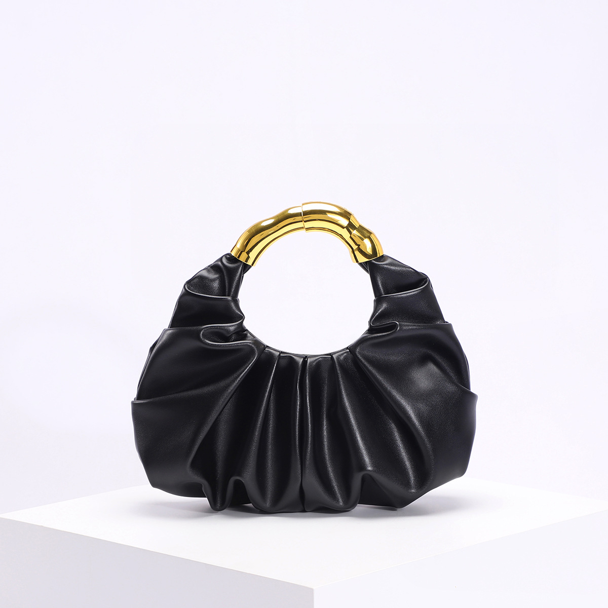 Cloud Fold Handbag – Asymmetric Crinkle PU Clutch With Magnetic Closure & Phone Slot (5 Colors, Minimalist Evening Bag, Structured Yet Soft)_voghion.com