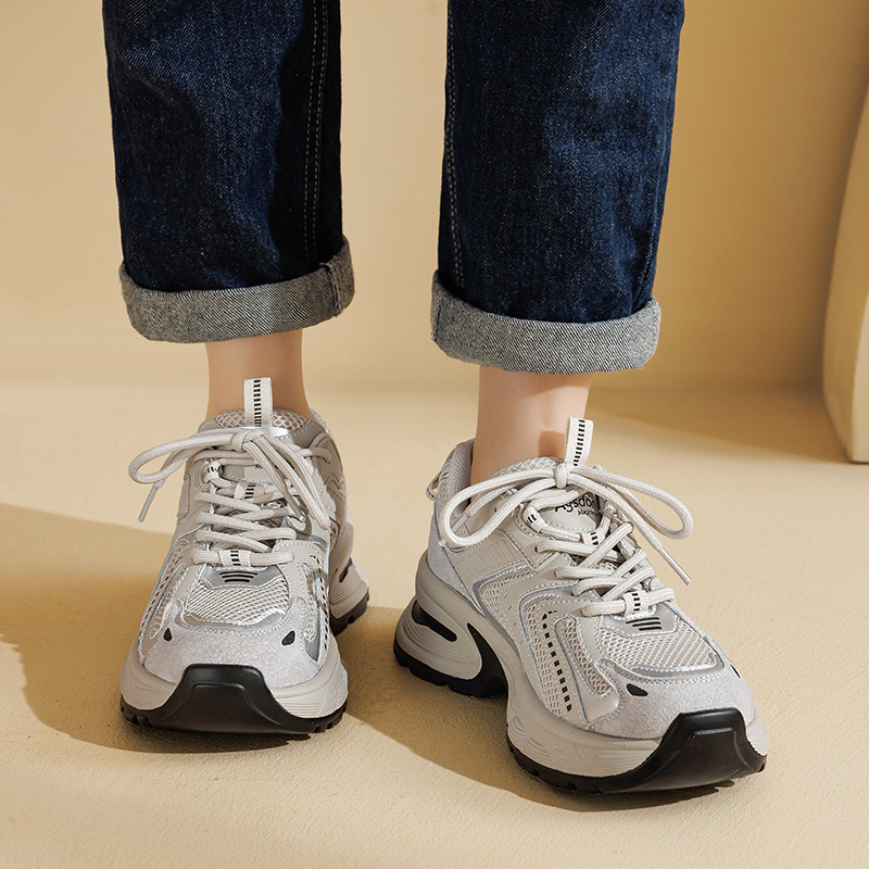 Zapatos Augusden de suela gruesa para mujer, estilo retro, deportivos, de malla, para correr, tendencia 2025, invierno.