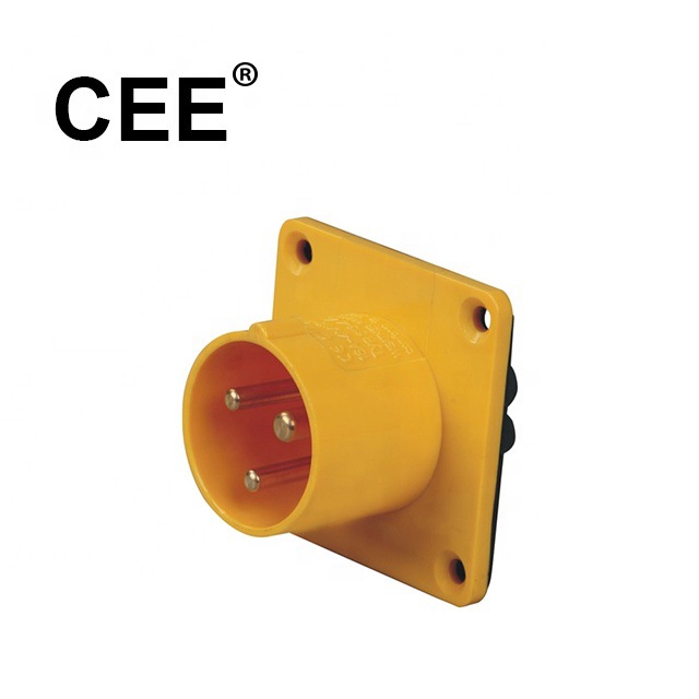CEE-613-4/623-4面板式工业插头16A 32A110-130V IP44 黄 CE认证