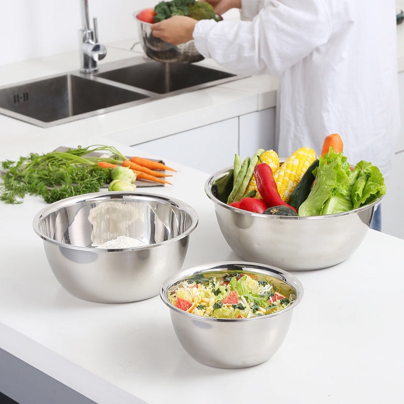 Thickened non-magnetic stainless steel seasoning pot, seasoning bowl, draining soup bowl, round washing basin, egg beating and rice washing basin, kitchen