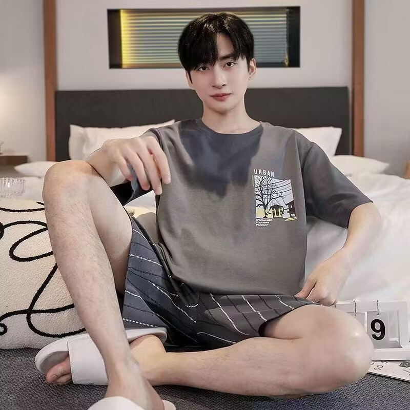 2026 comercio exterior transfronterizo verano estilo coreano de dibujos animados hombre simple relajado ocio de manga corta traje de ropa para el hogar se puede usar fuera