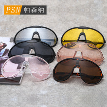 欧美大框半脸防紫外线太阳镜一体式连体片墨镜365个性走秀装饰镜