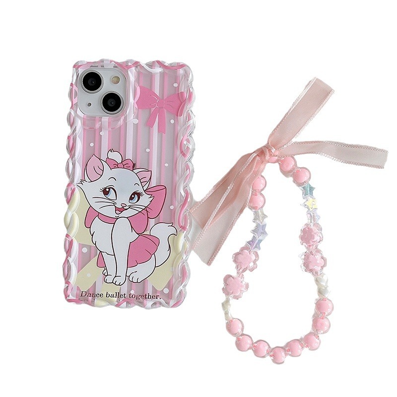 Material twist para Apple 16PRO Cute Mary Cat Funda para teléfono móvil iPhone XR Funda protectora de pulsera anti-caída