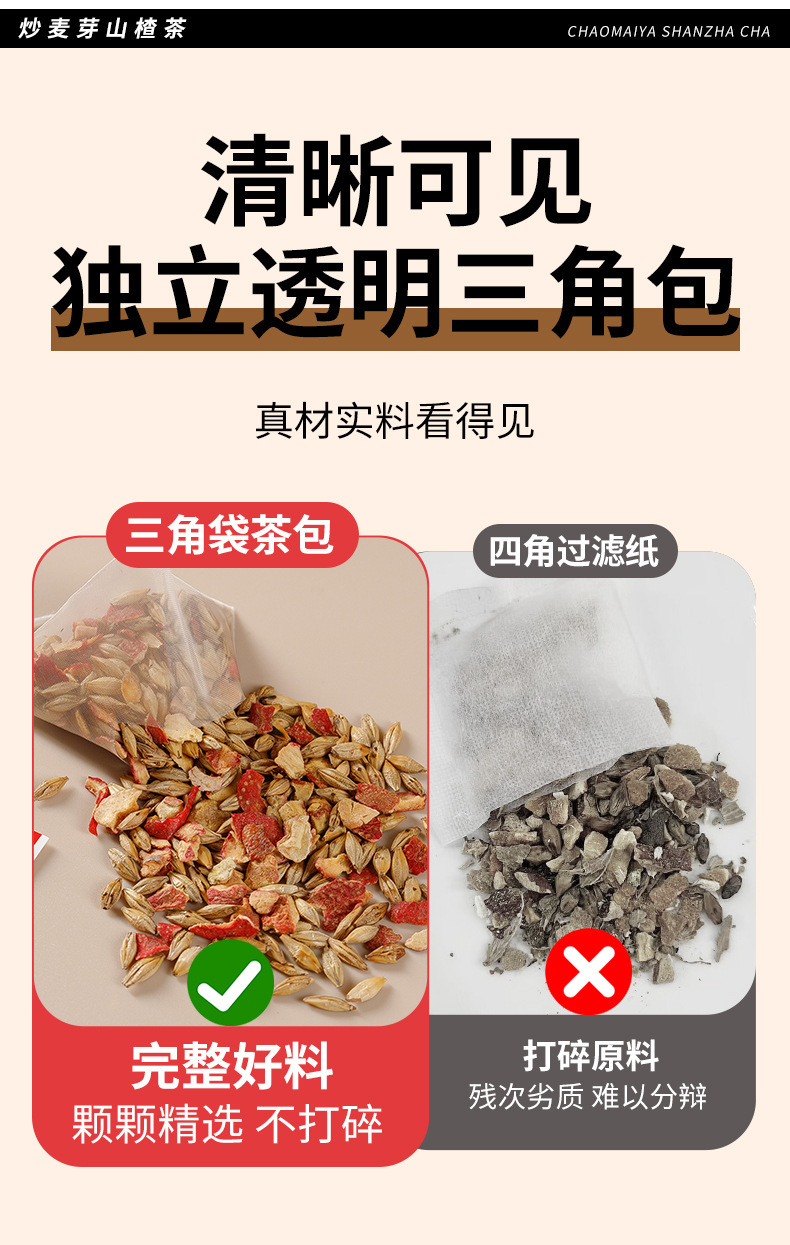 Stir-Fried Hawthorn Barley Tea 250g Individually Wrapped Tea Bags Sugar Free Digestive Herbal Blend overview