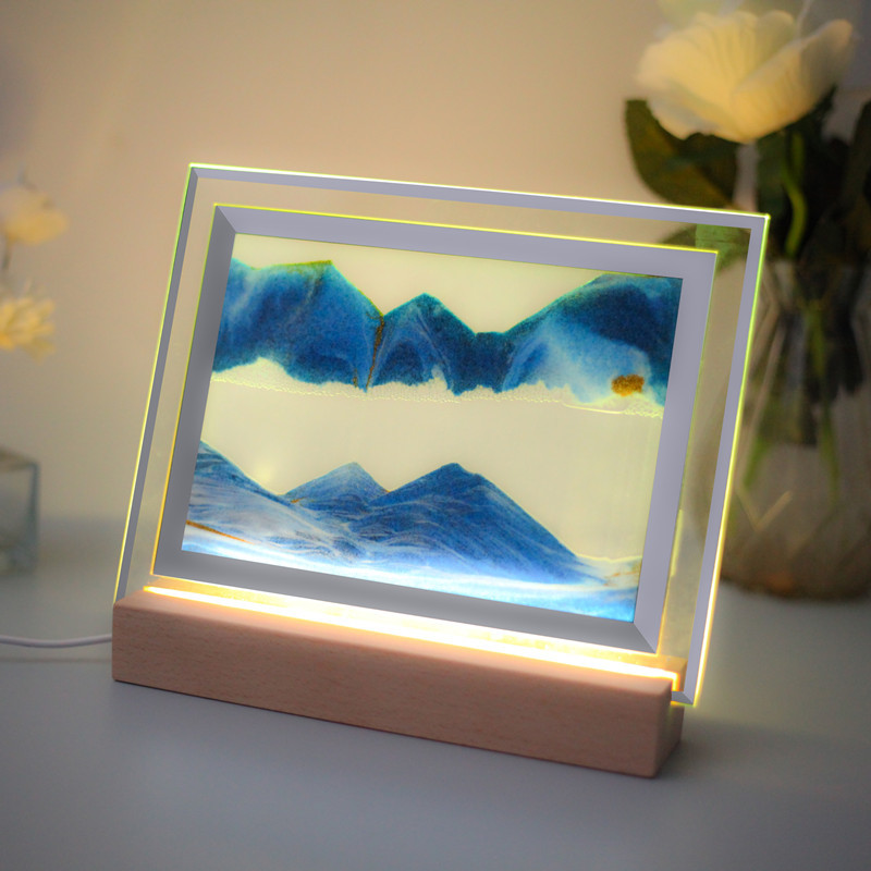 LED夜燈款 3D立體流沙畫玻璃工藝品辦公家居擺件創意裝飾男女禮物