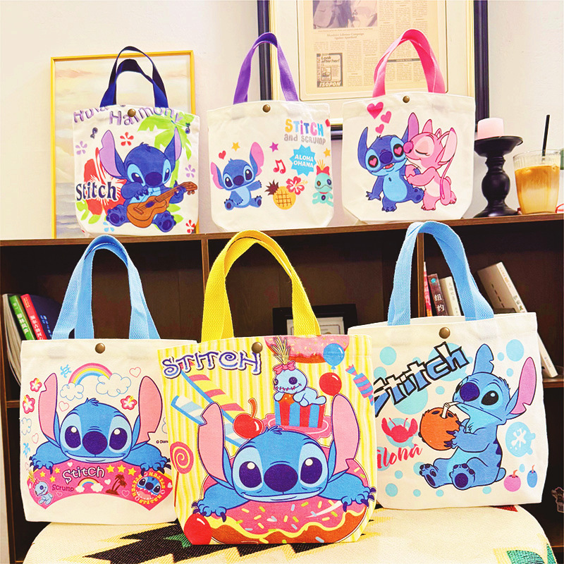 Cute Illustration Bucket Tote Bag Korean Style Girly Mommy Lunch Bag Small Work Bag Childlike Graffiti Canvas Bag