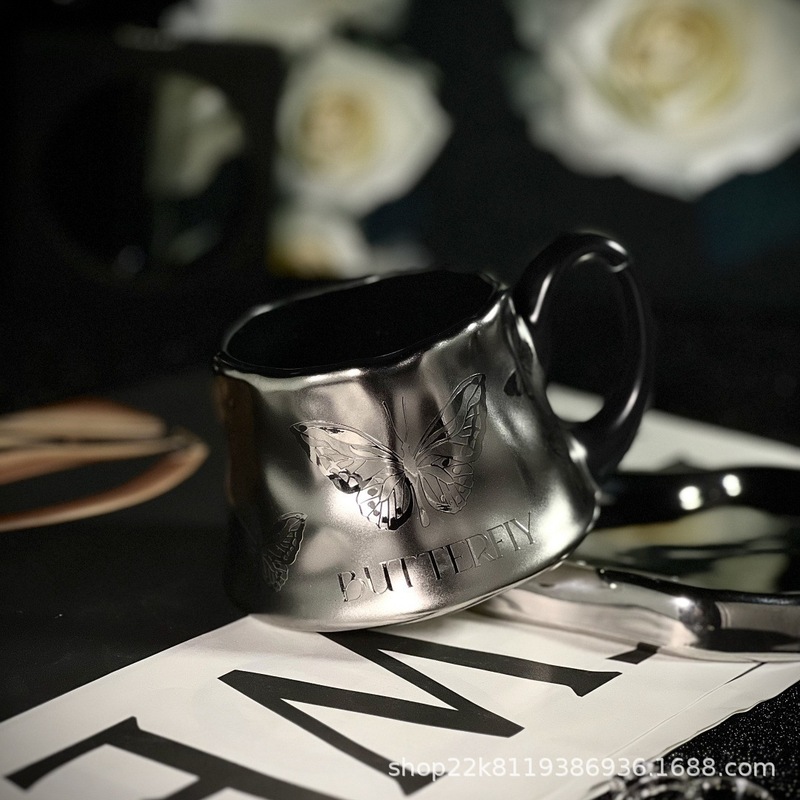 暗银火山杯大耳创意陶瓷马克杯咖啡杯水杯家用情侣杯时尚简约INS|undefined