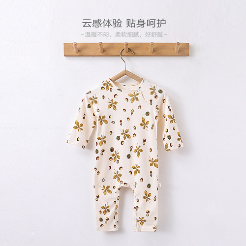 Baby spring and autumn cotton male and female baby long-sleeved jumpsuits newborn clothes printed crawling clothes