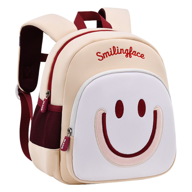 2023 Nueva Linda cara sonriente mochila de jardín de infantes bolsa de escuela para niños súper ligera que reduce la carga