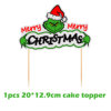 Christmas monster Grinch theme decoration Christmas party Plus flag banner balloon birthday cake plug suit