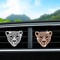 Cross-border car air vent perfume clip with diamonds and a golden leopard car interior decoration item