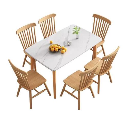 Solid wood slate dining table rectangular modern simple restaurant table Nordic log small apartment combination home table