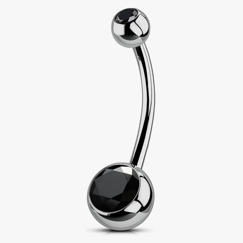 Piercing nombril en acier inoxydable avec zircon et boule_voghion.com