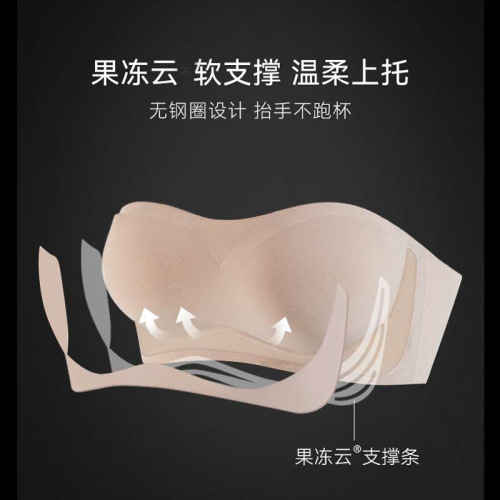 Jelly strapless invisible bra one-piece seamless underwear u women's bra non-slip small chest push-up thin summer