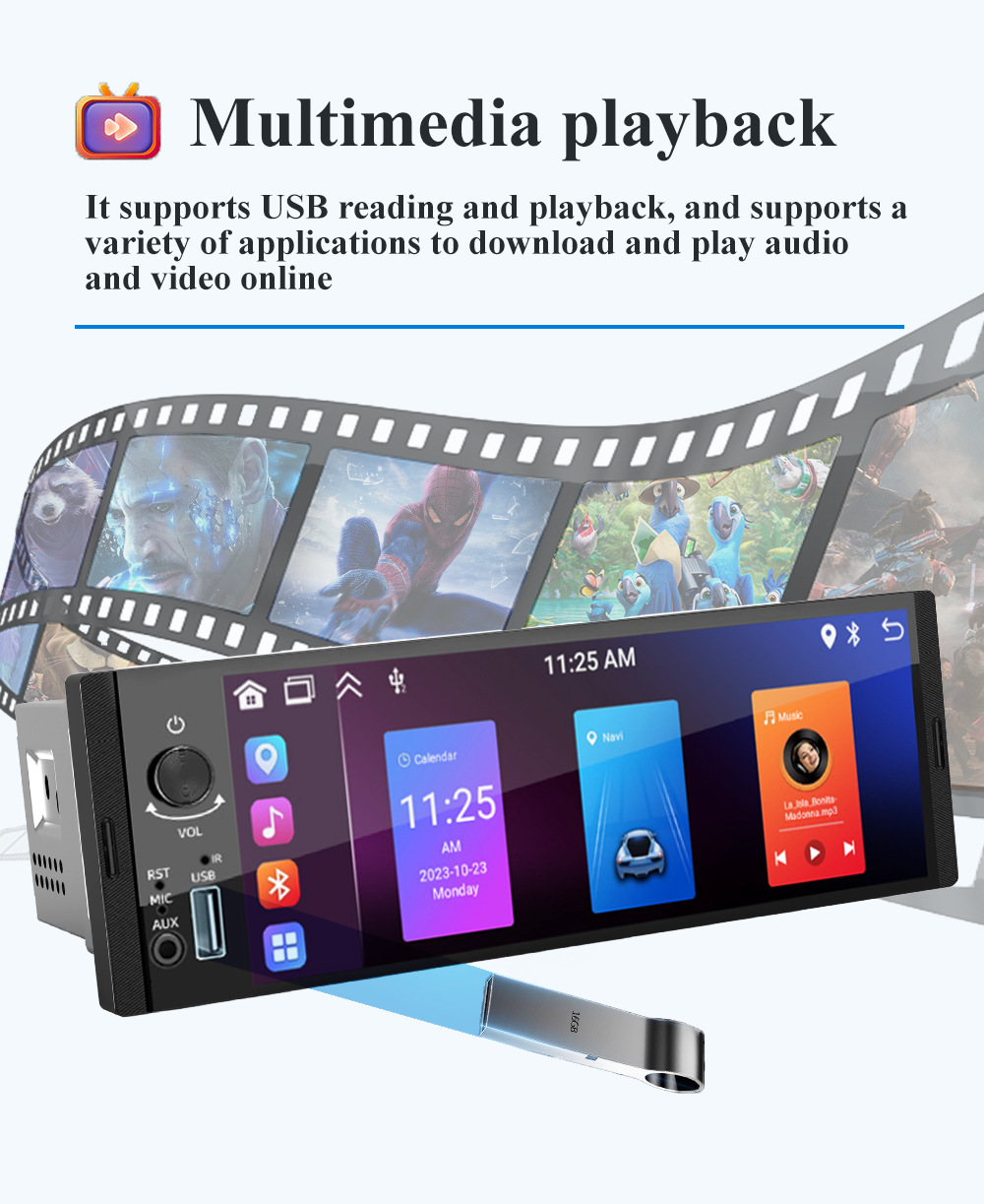 Hot Selling 6.36inch Car Navigator Smart Car Reverse Image Multimedia All-In-One Bluetooth Android Player