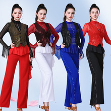 新款亮片马夹女时尚显瘦高档跳舞马甲开衫外搭洋气无袖广场舞衣