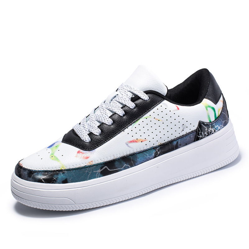 봄 새로운 캐주얼 스니커즈 트렌디 커플 슈즈 로우 탑 두꺼운 밑창 신발 야외 여행 통기성 플랫 슈즈