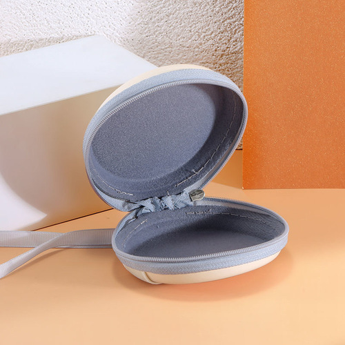 Folding sunglasses case, round glasses case storage box, zipper bag, portable bag leather box