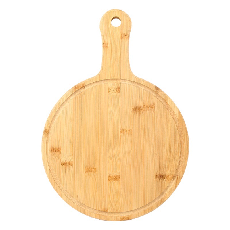 Plato de pizza de bambú al por mayor mango de madera mango largo vajilla plato de pizza plato de carne fruta pan plato de bambú multi-tamaño en stock