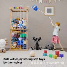 跨境木制玩具收纳架儿童毛绒玩具家用公毛绒玩具填充展示架储物架