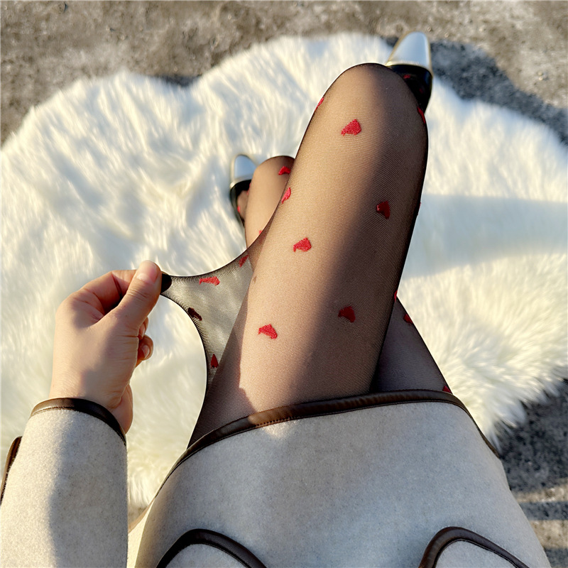 Trendy Polka Dot & Bow Sheer Pantyhose - Sexy Lace Tights With Heart & Dot Patterns, Ultra-Thin 10d Stockings For Women, Multiple Styles_voghion.com