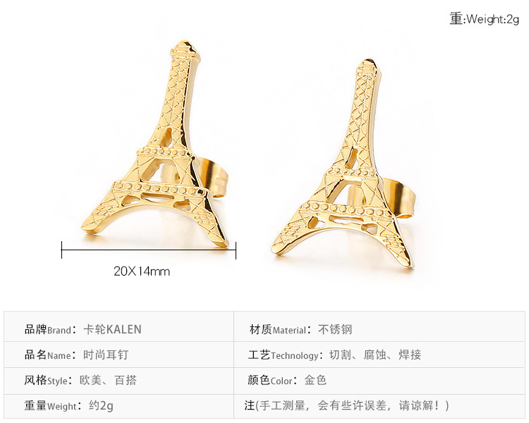 New European And American Fashion Simple Style Personality Pyramid Stainless Steel Earrings display picture 1