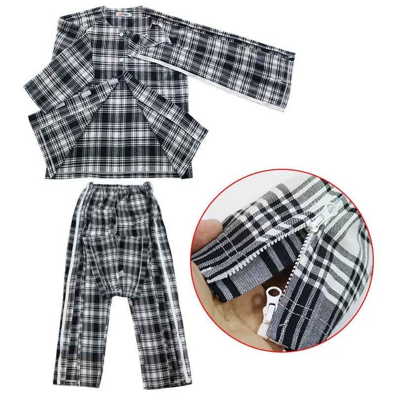 男士拉链款易穿脱病员服全开式骨折病人护理服瘫痪卧床老人睡衣