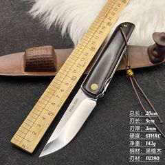 黒檀粉末鋼 390 多機能高硬度鋭い小型折りたたみナイフアウトドアキャンプ登山サバイバル