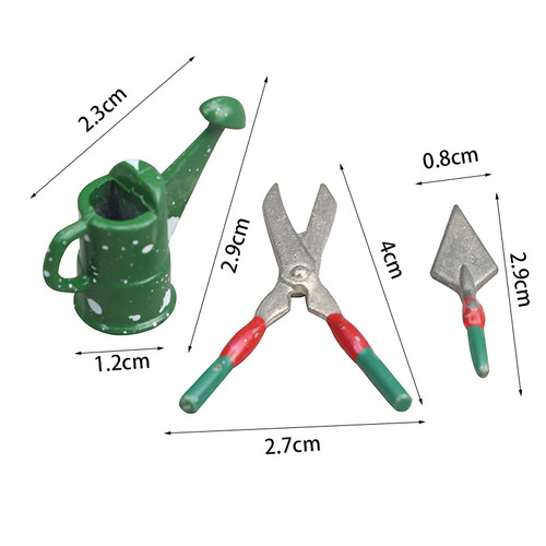 1:12 dollhouse dollhouse mini furniture garden scene green farm tool set kettle scissors shovel