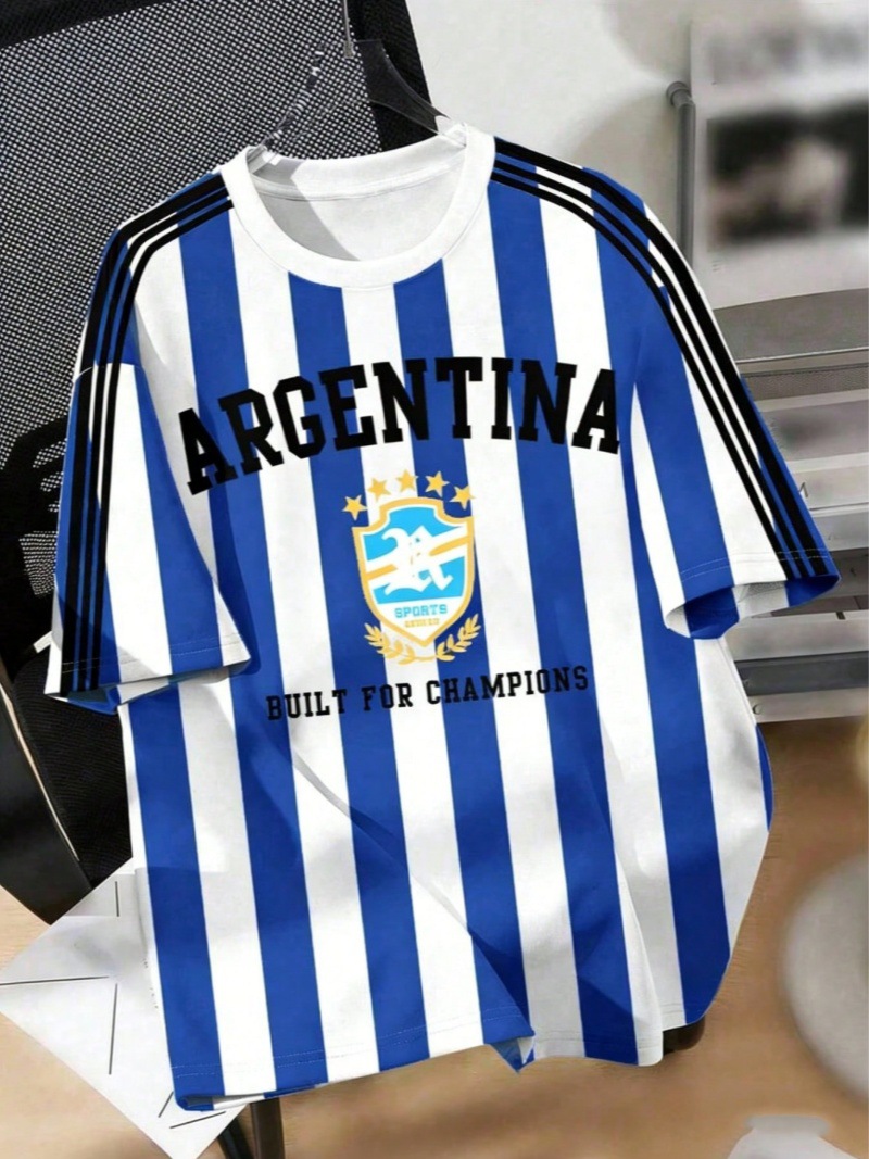 Camisetas de fútbol argentinas con letras y rayas impresas en Argentina Ideal para los aficionados al fútbol
