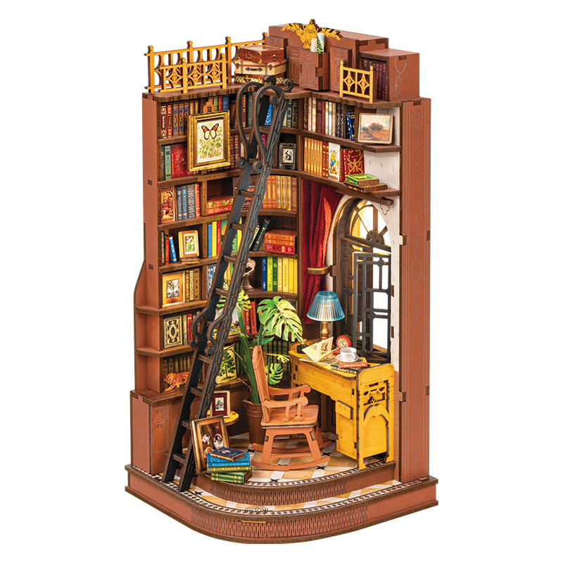 Rolife Ruo Lai Diy House Downton Bookstore Casa modelo ensamblada Escena en miniatura tridimensional Rompecabezas de bloques de construcción Juguetes