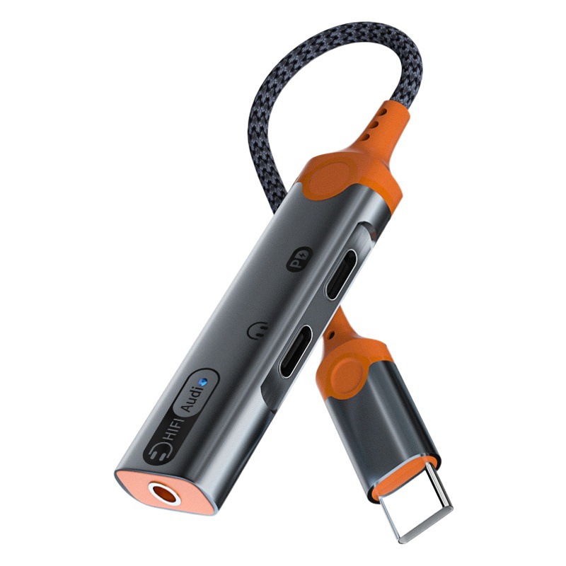 Typec carga rápida 60W convertidor de auriculares de audio tres en uno tarjeta de sonido del teléfono móvil adaptador en vivo para Apple 15