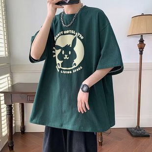 Short-sleeved t-shirt for men summer ins trendy brand 2024 new Hong Kong style loose half-sleeved top American high street trendy T-shirt