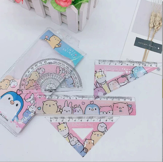 Cartoon ruler, children's set for students, 4 piece set
