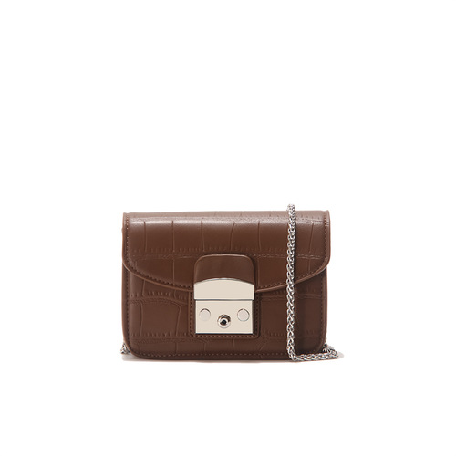 Guangzhou one-time delivery 2024 new crocodile pattern small square bag Korean style trendy small Chanel-style chain cross-body women's bag