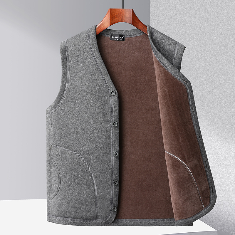 Autumn And Winter Middle-aged Men's Warm Vest Plus Velvet Thickened Daddy Jacket Grandpa Inner Wearing Vest