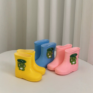 Children's Rain Boots Wholesale Boys and Girls Cartoon Frog Non-Slip Wear-Resistant Rubber Shoes Kindergarten Children Baby Waterproof Overshoes
