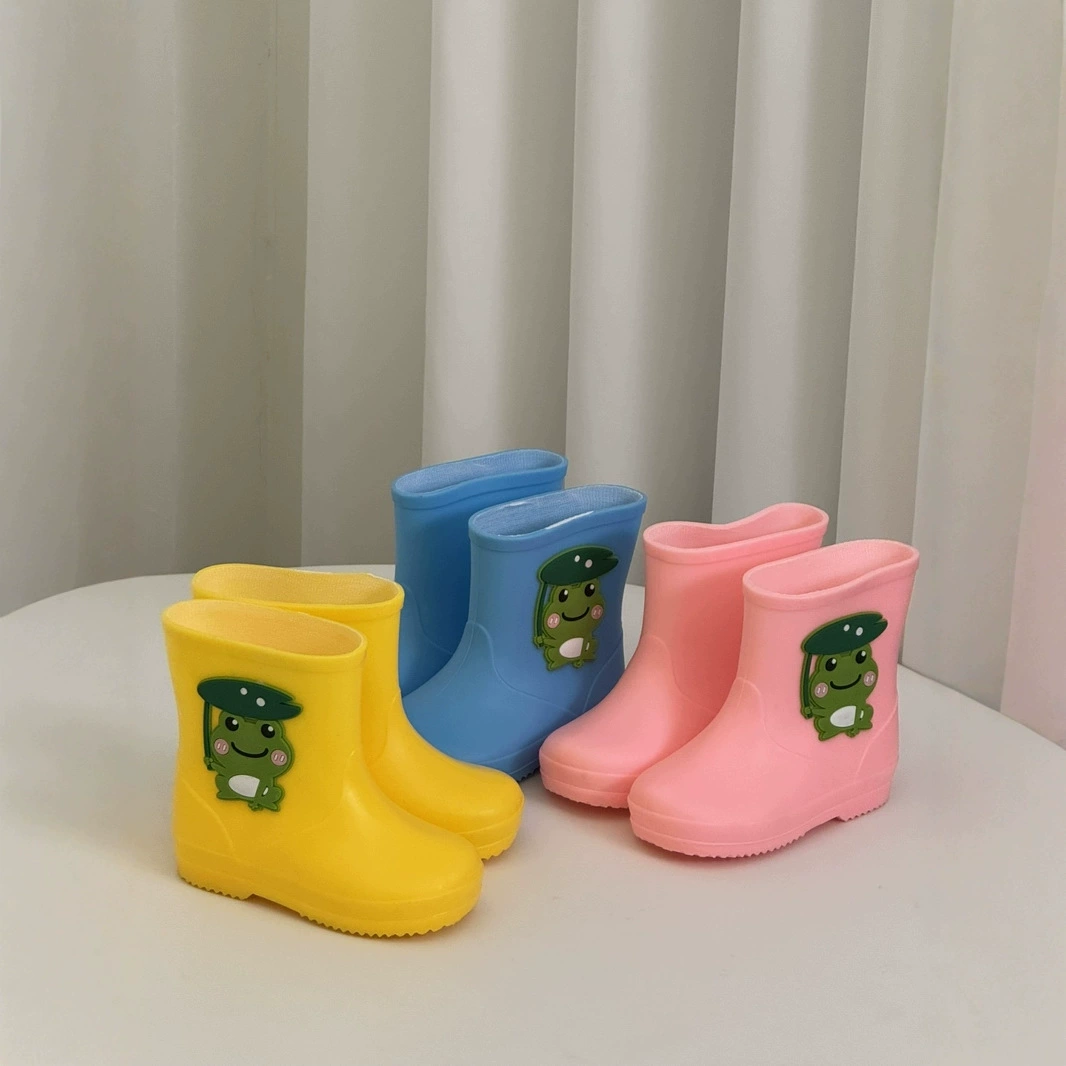 Детские резиновые сапоги оптом для мальчиков и девочек, резиновая обувь с рисунком лягушки, детские непромокаемые бахилы для детского сада, милые