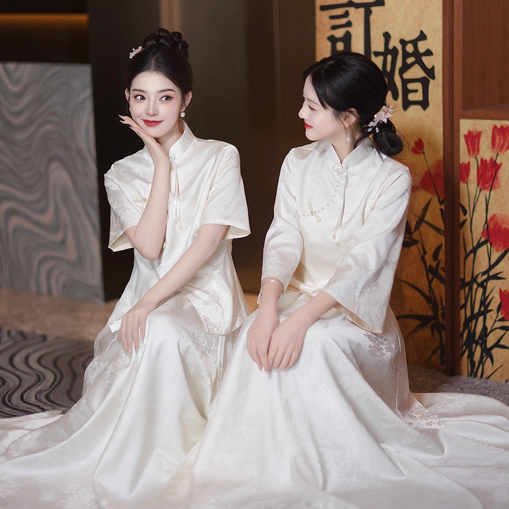 新中式伴娘服2025新款姐妹团礼服女高级小众中国风蕾丝旗袍两件套