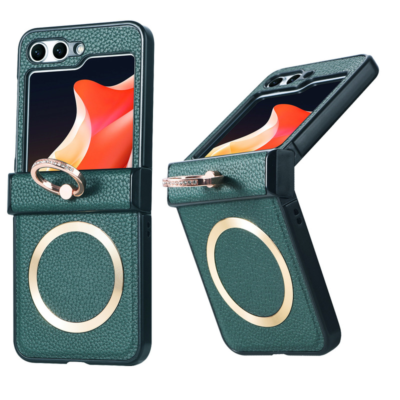 For Samsung Flip6 Phone Case Folding Screen Z Flip5 Ring Protective Cover Three-section Magnetic Flip3 Bracket