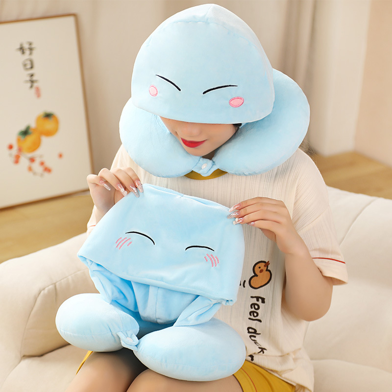 Egg Yolk Lazy Egg Lord, Slime, Star Kirby Hooded U Pillow, One-Piece Cute Hat Pillow, Cartoon Creative U-Shaped Pillow