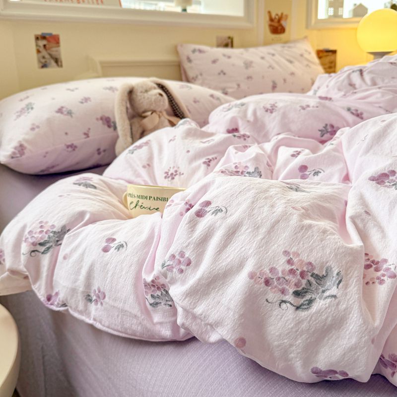A clase madre y niño cama de doble hilo cuatro piezas de sábanas cubierta dormitorio de estudiantes cubierta de algodón cubierta de tres piezas de ins viento