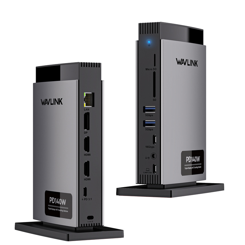 Wavlink 3 Monitor Dual 8K Hdmi+8K Display Port 11-in-1 Docking Station with Pd140W Charging