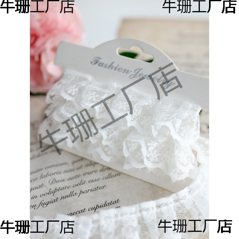蕾丝边白色台产睫毛边缩褶皱洛丽塔装饰领口袖口diy娃衣花边辅料