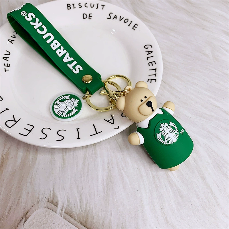 Брелок Starbucks с трехмерной cartoon, кулон, силиконовая кукла, с маленькими мишками, креативный подарок