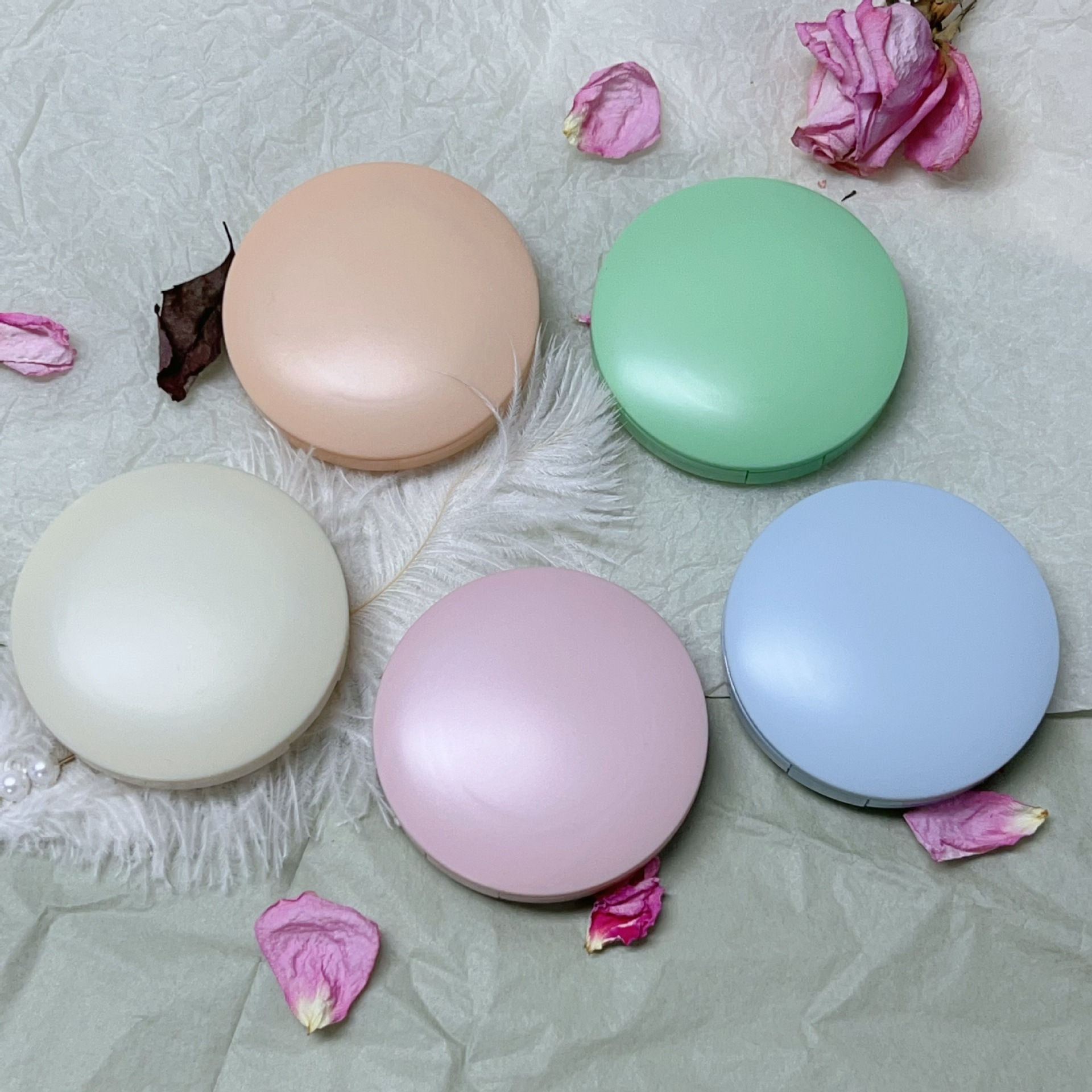 新款圆形简约隐形近视眼镜盒美瞳伴侣盒替换双联盒佩戴棒6660