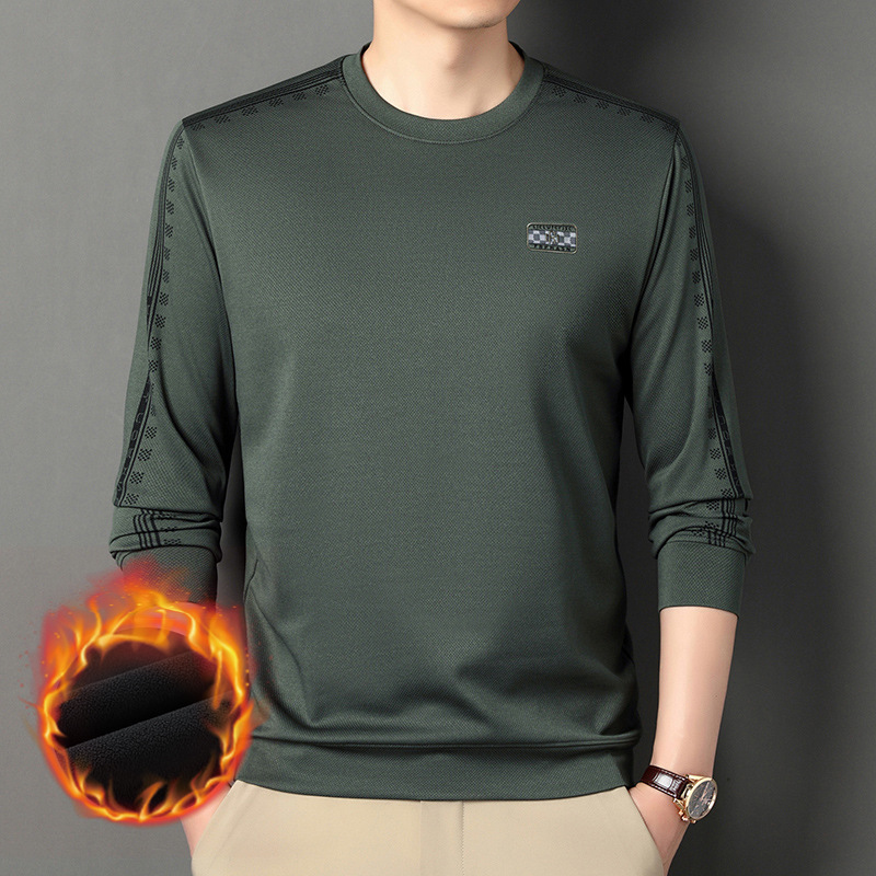 韩版新款加绒卫衣男款保暖衣服打底衫青年时尚潮流卫衣T恤潮男冬