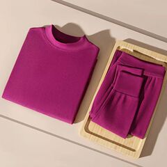 100% 純綿女性秋衣秋ズボン秋冬に底を打つ中円襟綿セーターの薄い保温下着セット女性
