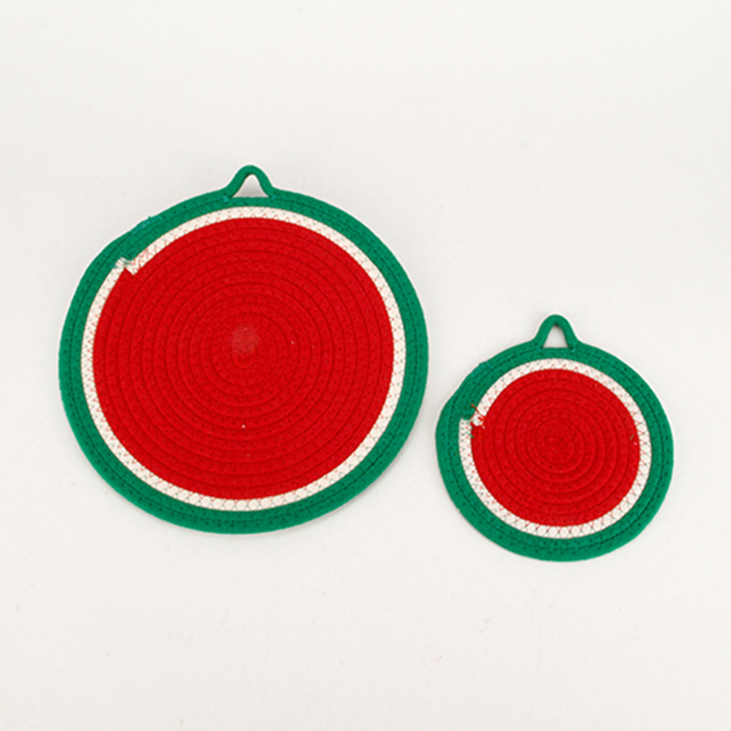 Cojín de paja transfronteriza tela de algodón impresa cojín de taza tejido a mano cojín casero de corteza de maíz cojín de mesa aislante térmico a prueba de quemaduras