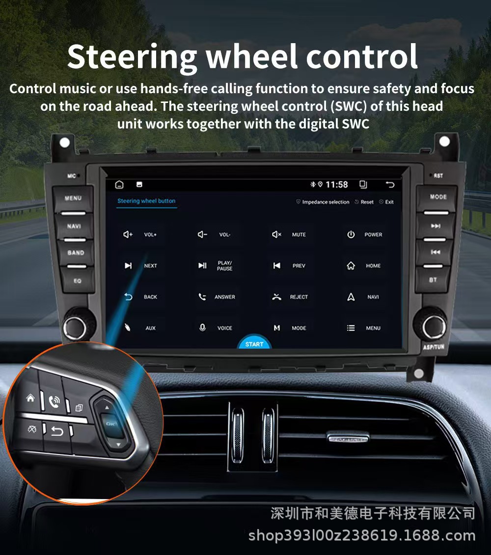Suitable for Mercedes-Benz C-Class 8inch W203 Original Car Style Wireless Carplay Android Large Screen Gps Smart Audio-Visual Bluetooth